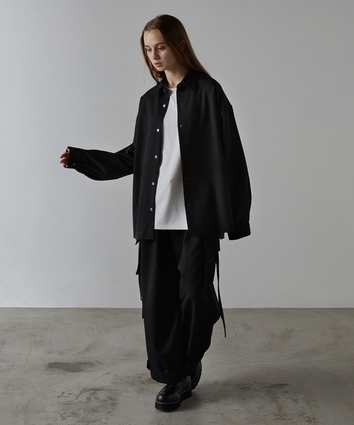セール】【CLEL】Balloon Sleeve Loose Regular Collor Shirt