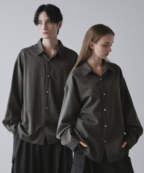 CLEL バルーン袖 ルーズ レースシャツ　ワインレッド S CLEL】Balloon Sleeve Loose Regular Collor Shirt / バルーン袖