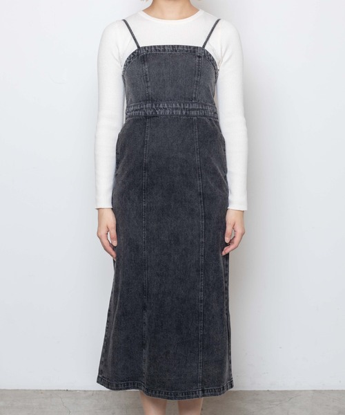WEGO（ウィゴー）の「WEGO/ストレッチデニムキャミワンピース（ワンピース・レディース・ブラック・FREE）」の5枚目の写真