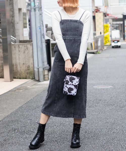 WEGO（ウィゴー）の「WEGO/ストレッチデニムキャミワンピース（ワンピース・レディース・ブラック・FREE）」の2枚目の写真