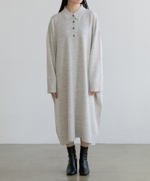 yuw（ユウ）の「POLO KNIT OP　217954（ワンピース・レディース・その他1/ブラック/グレー・FREE）」の7枚目の写真