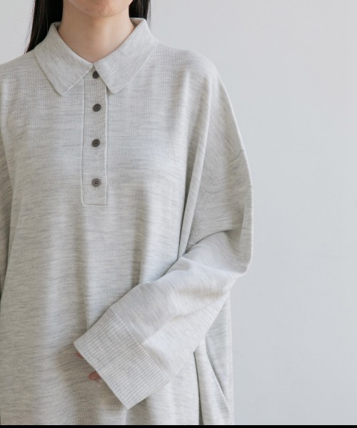 yuw（ユウ）の「POLO KNIT OP　217954（ワンピース・レディース・その他1/ブラック/グレー・FREE）」の9枚目の写真