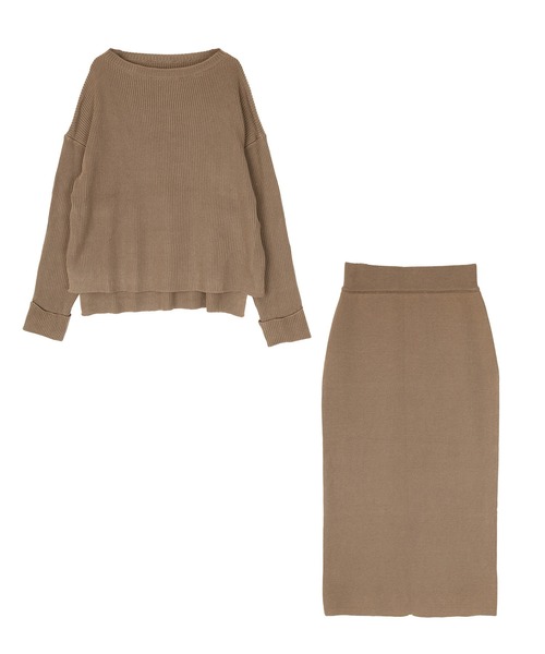 UR'S（ユアーズ）の「袖折り返しﾆｯﾄ×ﾀｲﾄｽｶｰﾄｾｯﾄｱｯﾌﾟ（セットアップ・レディース・ブラック/ネイビー/アイボリー/モカ・S/M/L）」の7枚目の写真