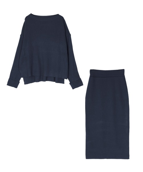 UR'S（ユアーズ）の「袖折り返しﾆｯﾄ×ﾀｲﾄｽｶｰﾄｾｯﾄｱｯﾌﾟ（セットアップ・レディース・ブラック/ネイビー/アイボリー/モカ・S/M/L）」の8枚目の写真