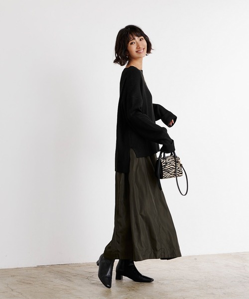 UR'S（ユアーズ）の「袖折り返しﾆｯﾄ×ﾀｲﾄｽｶｰﾄｾｯﾄｱｯﾌﾟ（セットアップ・レディース・ブラック/ネイビー/アイボリー/モカ・S/M/L）」の11枚目の写真