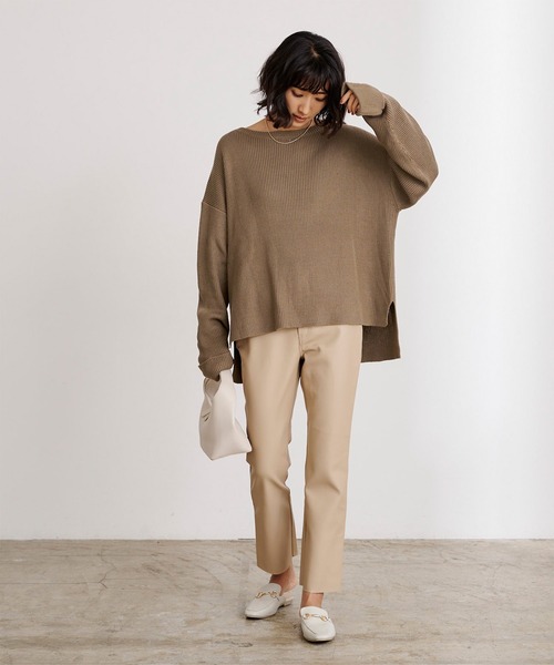 UR'S（ユアーズ）の「袖折り返しﾆｯﾄ×ﾀｲﾄｽｶｰﾄｾｯﾄｱｯﾌﾟ（セットアップ・レディース・ブラック/ネイビー/アイボリー/モカ・S/M/L）」の16枚目の写真