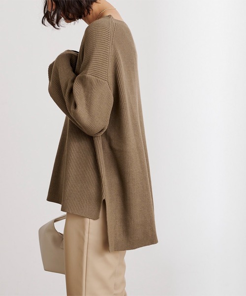 UR'S（ユアーズ）の「袖折り返しﾆｯﾄ×ﾀｲﾄｽｶｰﾄｾｯﾄｱｯﾌﾟ（セットアップ・レディース・ブラック/ネイビー/アイボリー/モカ・S/M/L）」の17枚目の写真