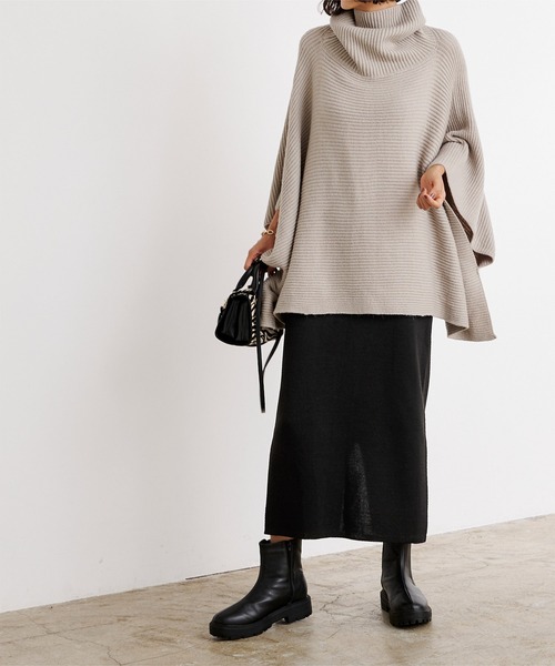 UR'S（ユアーズ）の「袖折り返しﾆｯﾄ×ﾀｲﾄｽｶｰﾄｾｯﾄｱｯﾌﾟ（セットアップ・レディース・ブラック/ネイビー/アイボリー/モカ・S/M/L）」の12枚目の写真