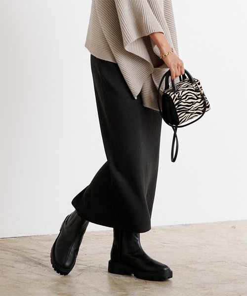 UR'S（ユアーズ）の「袖折り返しﾆｯﾄ×ﾀｲﾄｽｶｰﾄｾｯﾄｱｯﾌﾟ（セットアップ・レディース・ブラック/ネイビー/アイボリー/モカ・S/M/L）」の13枚目の写真