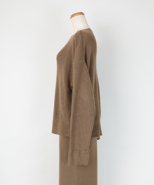 UR'S（ユアーズ）の「袖折り返しﾆｯﾄ×ﾀｲﾄｽｶｰﾄｾｯﾄｱｯﾌﾟ（セットアップ・レディース・ブラック/ネイビー/アイボリー/モカ・S/M/L）」の22枚目の写真