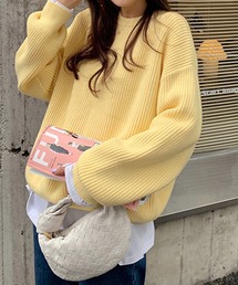 ※※【 新色追加/23色展開 】ルーズカラーリブニットプルオーバー