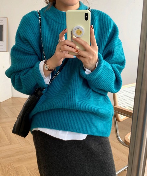 セール】※※【 新色追加／23色展開 】ルーズカラーリブニットプル