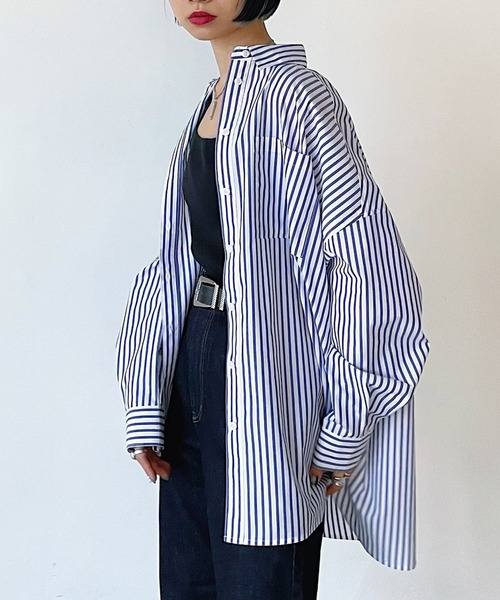 PAGEBOY（ページボーイ）の「ストライプオーバーシャツ（シャツ/ブラウス・レディース・ブルー/ピンク/チャコールグレー・FREE）」の13枚目の写真