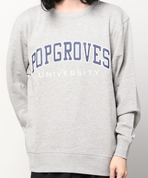 ASA♡新品☆カレッジロゴオーバースウェットライトグレー☆送料込 make a ray!（メイク ア レイ！）の「カレッジロゴ クルーネック