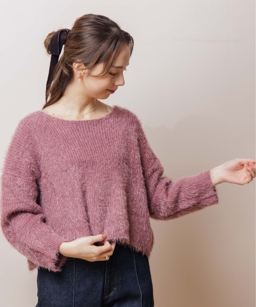 flower（フラワー）の「ルーズシャギーニット（ニット/セーター・レディース・ベージュ/ピンク・FREE）」の11枚目の写真
