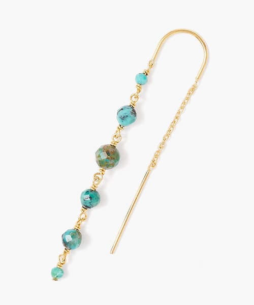 CHAN LUU(チャンルー)の「ストーン ドリップ スレッドスルーピアス EG-5462(ピアス(両耳用)・レディース・ホワイト/グレー/ターコイズブルー・フリー)」の4枚目の写真