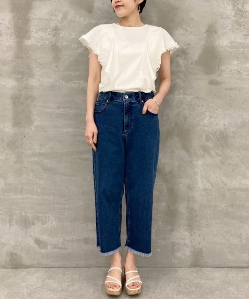 BEARDSLEY（ビアズリー）の「カットオフデニムパンツ（デニムパンツ・レディース・イエロー/ホワイト/インディゴブルー・1/0）」の4枚目の写真