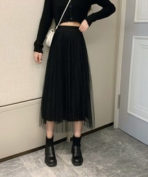 シアーチュールウエストゴムスカート◇