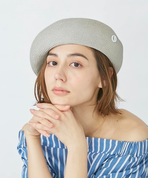 Chapeau d' O(シャポードオー)の「Chapeau d' O Silk Braid Beret(ハンチング/ベレー帽・レディース・ライトグレー/ブラック/パープル・M/57.5cm)」の3枚目の写真