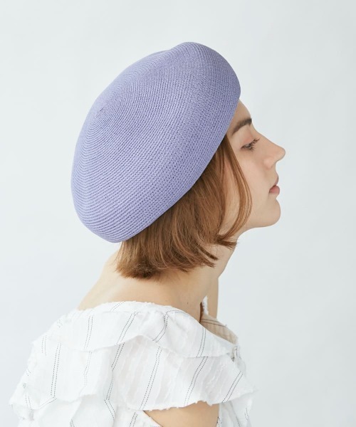Chapeau d' O(シャポードオー)の「Chapeau d' O Silk Braid Beret(ハンチング/ベレー帽・レディース・ライトグレー/ブラック/パープル・M/57.5cm)」の11枚目の写真