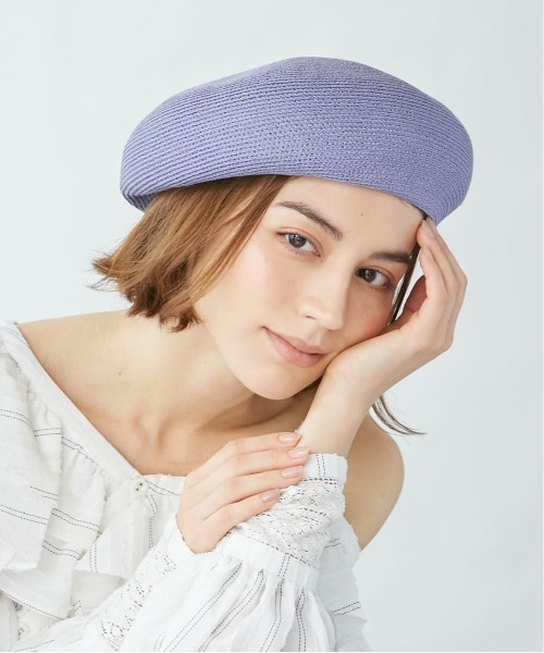 Chapeau d' O(シャポードオー)の「Chapeau d' O Silk Braid Beret(ハンチング/ベレー帽・レディース・ライトグレー/ブラック/パープル・M/57.5cm)」の14枚目の写真