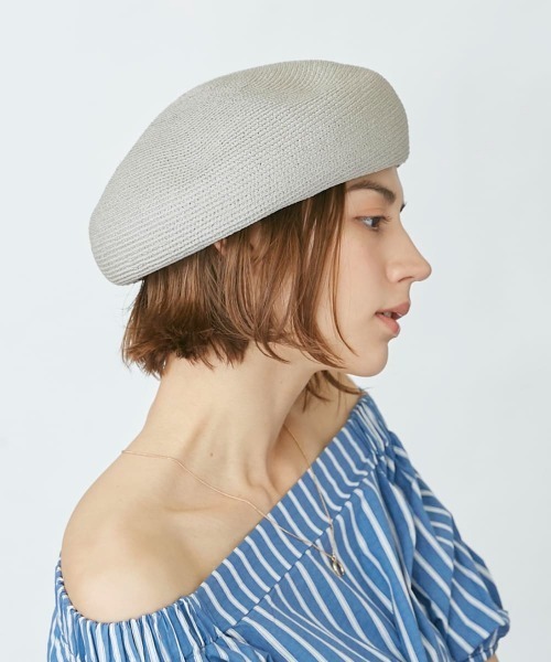Chapeau d' O(シャポードオー)の「Chapeau d' O Silk Braid Beret(ハンチング/ベレー帽・レディース・ライトグレー/ブラック/パープル・M/57.5cm)」の22枚目の写真
