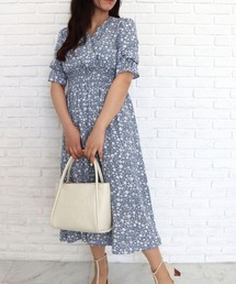 小花柄カシュクールワンピース