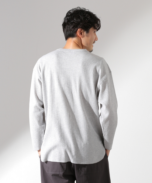 JOURNAL STANDARD relume（ジャーナルスタンダード　レリューム）の「【JEMORGAN × relume / ジェイイーモーガン】別注 ワッフルTシャツ（Tシャツ/カットソー・メンズ・ホワイト/ブラック/グレー/カーキ・SMALL/MEDIUM/LARGE）」の5枚目の写真