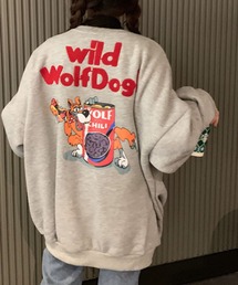 wild Wolf Doglロゴルーズシルエットトレーナー