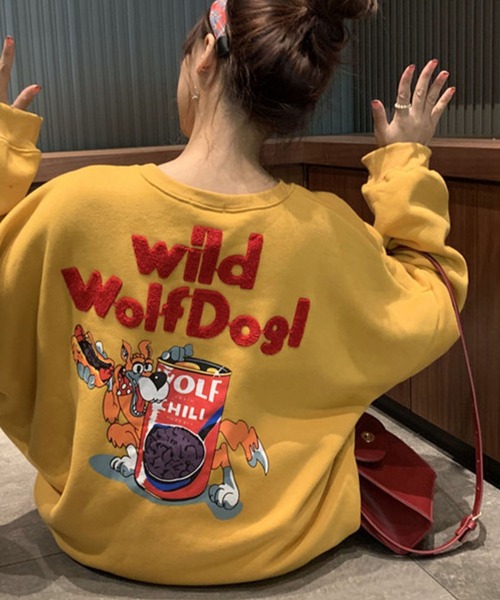 meJane(ミージェーン)の「wild Wolf Doglロゴルーズシルエットトレーナー(スウェット・レディース・杢グレー/ロイヤルブルー/マスタード・FREE)」の3枚目の写真