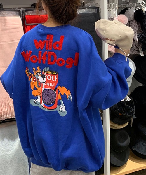 wild Wolf Doglロゴルーズシルエットトレーナー（スウェット）｜meJane