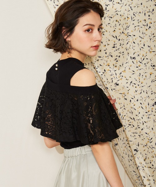 NOELA(ノエラ)の「アシメレースフリルニット(ニット/セーター・レディース・ライトグリーン/ブラック/オフホワイト・フリー)」の21枚目の写真