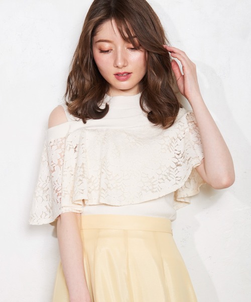 NOELA(ノエラ)の「アシメレースフリルニット(ニット/セーター・レディース・ライトグリーン/ブラック/オフホワイト・フリー)」の16枚目の写真