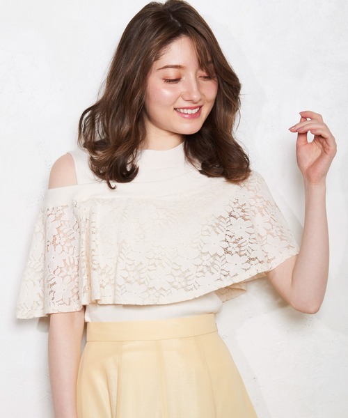 NOELA(ノエラ)の「アシメレースフリルニット(ニット/セーター・レディース・ライトグリーン/ブラック/オフホワイト・フリー)」の9枚目の写真