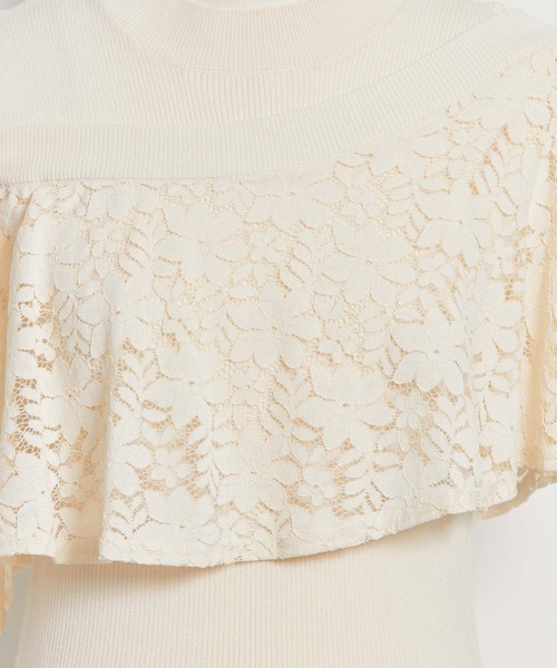 NOELA(ノエラ)の「アシメレースフリルニット(ニット/セーター・レディース・ライトグリーン/ブラック/オフホワイト・フリー)」の15枚目の写真