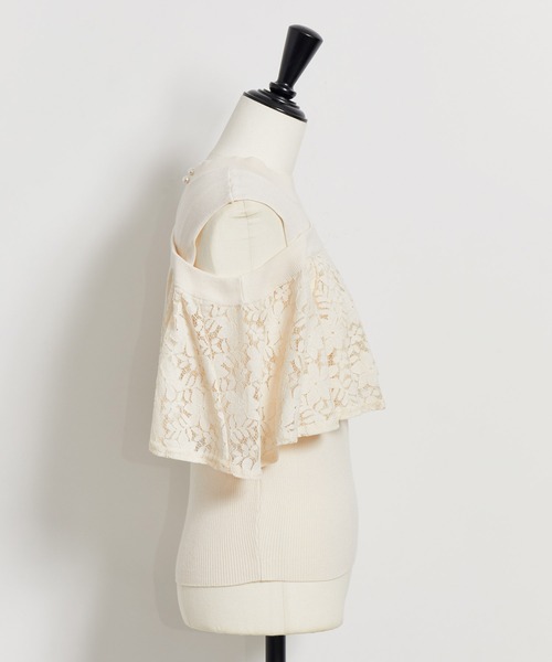 NOELA(ノエラ)の「アシメレースフリルニット(ニット/セーター・レディース・ライトグリーン/ブラック/オフホワイト・フリー)」の5枚目の写真