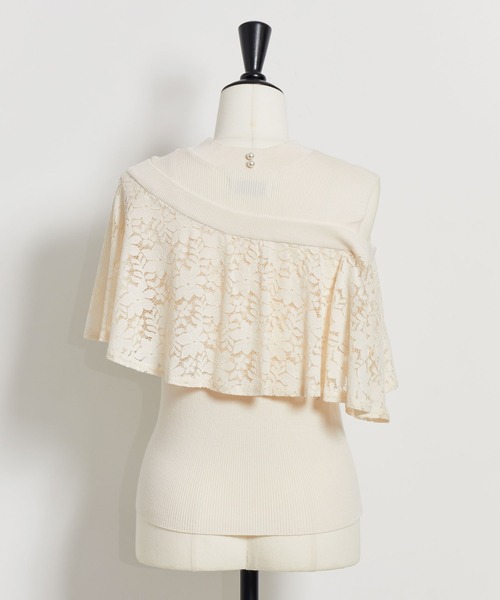 NOELA(ノエラ)の「アシメレースフリルニット(ニット/セーター・レディース・ライトグリーン/ブラック/オフホワイト・フリー)」の8枚目の写真