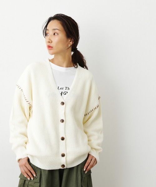 セール】アソートロングTシャツ&ニットカーディガンセット（ニット