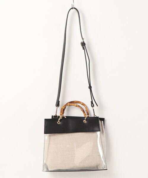 natural couture（ナチュラルクチュール）の「クリア＊バンブーバッグ（ショルダーバッグ・レディース・ブラック/ブラウン/グレイッシュベージュ・FREE）」の6枚目の写真
