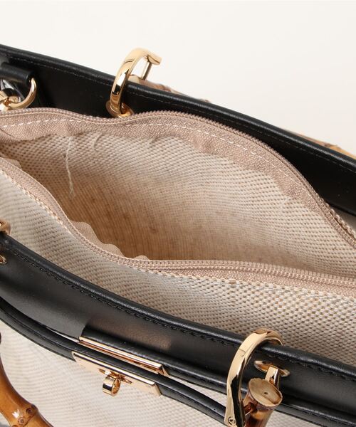 natural couture（ナチュラルクチュール）の「クリア＊バンブーバッグ（ショルダーバッグ・レディース・ブラック/ブラウン/グレイッシュベージュ・FREE）」の5枚目の写真