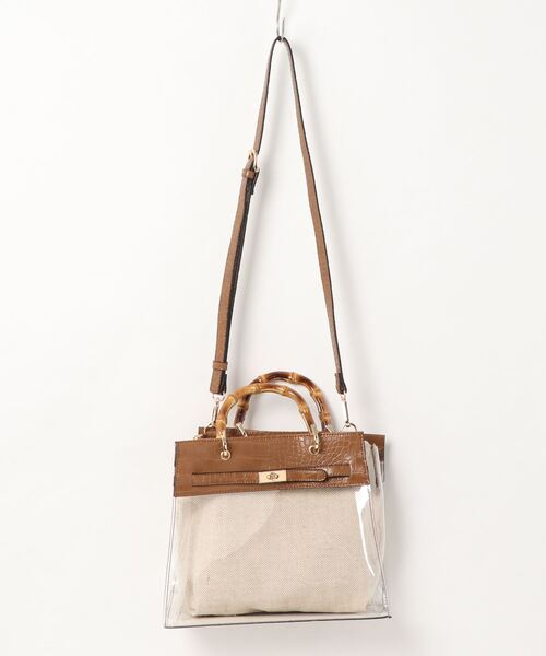 natural couture（ナチュラルクチュール）の「クリア＊バンブーバッグ（ショルダーバッグ・レディース・ブラック/ブラウン/グレイッシュベージュ・FREE）」の10枚目の写真