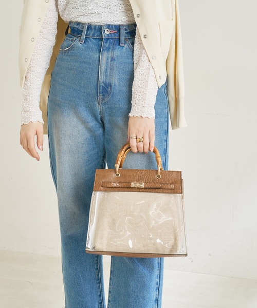 natural couture（ナチュラルクチュール）の「クリア＊バンブーバッグ（ショルダーバッグ・レディース・ブラック/ブラウン/グレイッシュベージュ・FREE）」の9枚目の写真