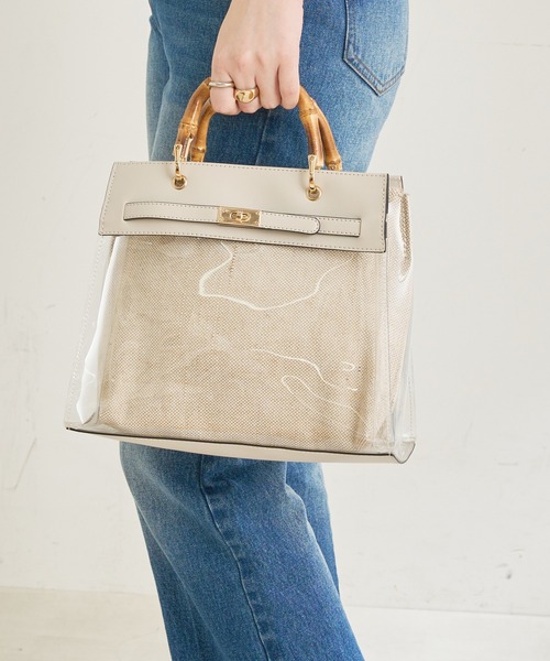 natural couture（ナチュラルクチュール）の「クリア＊バンブーバッグ（ショルダーバッグ・レディース・ブラック/ブラウン/グレイッシュベージュ・FREE）」の12枚目の写真