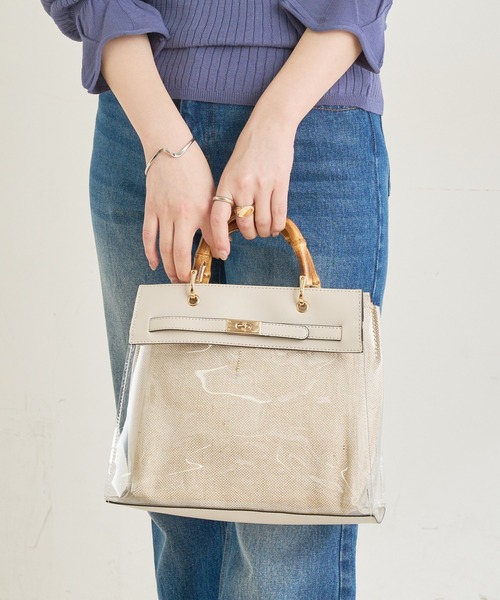 natural couture（ナチュラルクチュール）の「クリア＊バンブーバッグ（ショルダーバッグ・レディース・ブラック/ブラウン/グレイッシュベージュ・FREE）」の22枚目の写真