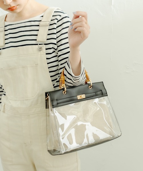 natural couture（ナチュラルクチュール）の「クリア＊バンブーバッグ（ショルダーバッグ・レディース・ブラック/ブラウン/グレイッシュベージュ・FREE）」の14枚目の写真