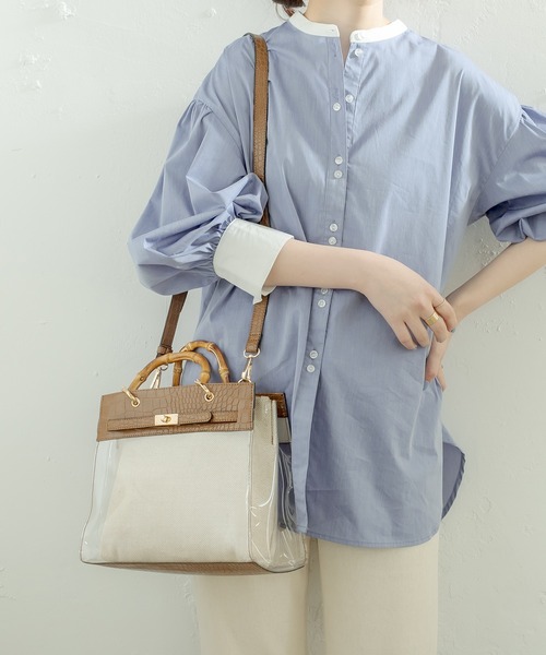 natural couture（ナチュラルクチュール）の「クリア＊バンブーバッグ（ショルダーバッグ・レディース・ブラック/ブラウン/グレイッシュベージュ・FREE）」の17枚目の写真