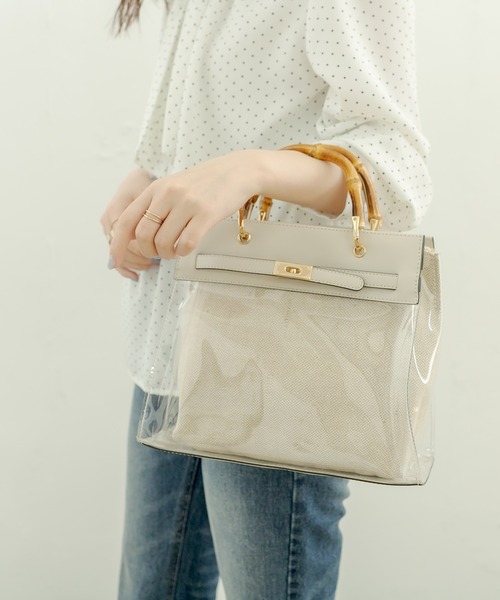 natural couture（ナチュラルクチュール）の「クリア＊バンブーバッグ（ショルダーバッグ・レディース・ブラック/ブラウン/グレイッシュベージュ・FREE）」の21枚目の写真