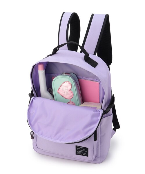 PINK-latte（ピンクラテ）の「◆メッシュポケットリュック（バックパック/リュック・キッズ・ブラック/ライトグリーン/ライトパープル・00）」の7枚目の写真