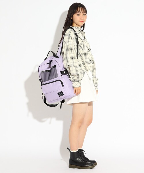 PINK-latte（ピンクラテ）の「◆メッシュポケットリュック（バックパック/リュック・キッズ・ブラック/ライトグリーン/ライトパープル・00）」の12枚目の写真