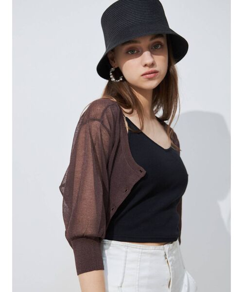 MERCURYDUO（マーキュリーデュオ）の「2WAYシアーコンパクトカーディガン（カーディガン/ボレロ・レディース・ブラウン/ブルー/ベージュ/オフホワイト/ブラック・FREE）」の17枚目の写真